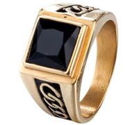 Tolldek Anello da uomo in acciaio inox, 13 mm, classico anello dell'amicizia, per matrimonio, punk rock, argento/oro, acciaio inox, Zirconia cubica