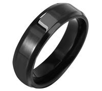 Tolldek Anello dell'amicizia da uomo, 6 mm, in acciaio inox, lucido, 6 mm, colore: nero/argento, acciaio inox, Senza zirconi