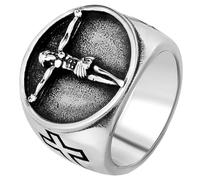 Tolldek Anello dell'amicizia da uomo, in acciaio inox, 20 mm, anello di fidanzamento punk rock, argento, acciaio inox, Senza zirconi