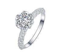 Tolldek Anello dell'amicizia in oro bianco 9 carati, da laboratorio, con foglie attorcigliate a forma di fiore, 6 anelli da sposa in oro Au375, misura 47-65, Oro bianco 9 carati (375), Laboratorio