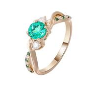 Tolldek Anello dell'amicizia in oro giallo 375/585/750, intrecciato, con taglio rotondo, in laboratorio, verde smeraldo, 9 K/14 K/18 K, senza allergie, oro 9 K, Smeraldo creato in laboratorio.