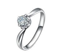 Tolldek Anello dell'amicizia in vero oro bianco 750, classico anello nuziale con taglio brillante 0,2 carati, coppia di anelli anallergici, Oro bianco 18 carati, Diamante