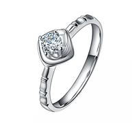 Tolldek Anello dell'amicizia in vero platino PT950, classico fedi nuziali con taglio rotondo da 0,2 carati, in platino, anallergico, Platino, Diamante