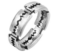 Tolldek Anello di fidanzamento in acciaio inox da uomo, 7 mm, design a lama, anello punk rock, argento, acciaio inox, Senza zirconi