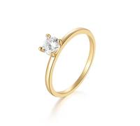 Tolldek Anello di fidanzamento in oro 9 K/14 carati Au375/585 con moissanite in vera gioielleria, misura 47-62, Oro giallo 9 carati (375), Moissanite