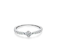Tolldek Anello di fidanzamento in oro bianco 9 K/14 K/18 K, classico anello dell'amicizia con laboratorio, con taglio a triangolo in vero oro bianco Au 375/585/750, misura 47-65, Oro bianco 9 carati