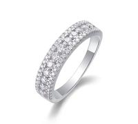 Tolldek Anello di fidanzamento in oro giallo 750 18 carati, elegante e classico, con moissanite, anello Platinum PT950, misura 47-65, Oro bianco 14 carati (585), Moissanite