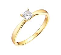 Tolldek Anello di fidanzamento in oro giallo 9 K/14 K/18 K, da laboratorio, con diamanti classici, per matrimonio, in vero oro 750/585/375, misura 47-70, Oro giallo 14 carati (585), Laboratorio Creato