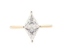 Tolldek Anello di fidanzamento in oro giallo Au375, anello per partner solitario con taglio a triangolo 2 ct, moissanite, oro 9 K, anallergico, misura 52 (16,6)