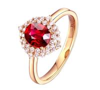 Tolldek Anello di fidanzamento in vero oro giallo Au750, anello per partner con laboratorio, rubino taglio rotondo, forma classica, oro 18 carati, moissanite, misura 49-70, Oro giallo 18 carati (750