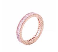 Tolldek Anello di fidanzamento in vero oro rosa, 9 K/14 K/18 K, con taglio rettangolare, moissanite rosa, Au 375/585/750, senza allergie, Oro rosa 18 carati, Moissanite