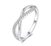 Tolldek Anello in oro bianco Au 375/585/750 per matrimonio, con infinito, anello dell'amicizia con diamanti, 9 K/14 K/18 K, oro bianco, misura 47 - 65, 950 Platinum, Diamante