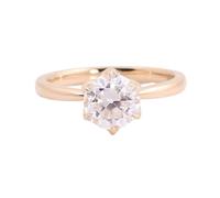 Tolldek Anello in oro giallo 9 K/14 K/18 K, classico 6 artigli, anello per partner solitario con taglio rotondo 1 ct, moissanite, oro Au 375/585/750, senza allergie, Oro 14 K, Moissanite