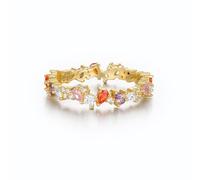 Tolldek Anello nuziale in oro 9 K/14 carati, anello per matrimonio Eternità Au375/585, con cristallo colorato a goccia, misura 47-62, Oro giallo 9 carati (375), Cristallo