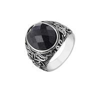 Tolldek Anello per partner in acciaio inox, da uomo, 20 mm, motivo floreale retrò, anello dell'amicizia punk rock, acciaio inox, Zirconia cubica