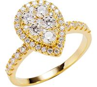 Tolldek Anello per partner in oro giallo 18 carati, realizzato in laboratorio, con diamanti e gocce, misura 47-65, Oro giallo 18 carati (750), Laboratorio Creato Diamante