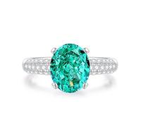 Tolldek Anello per partner in oro giallo 750 18 carati, classico, delicato, creato in laboratorio, Padparadscha Rose, taglio ovale, gioielli dell'amicizia con moissanite 950 platino, misure 47-65, 950