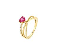 Tolldek Anello per partner in oro giallo 9 K/14 K/18 carati, rosso rubino X 0,55 ct a forma di cuore, anello di fidanzamento in moissanite oro 750/585/375, misura 47-70, Oro giallo 18 carati (750