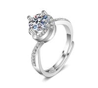 Tolldek Anello solitario in oro bianco 18 carati, realizzato in vero oro, da laboratorio, con 4 anelli dell'amicizia, anello in oro bianco Au750, gioielli in vero oro, misura 47-65, Oro bianco 18