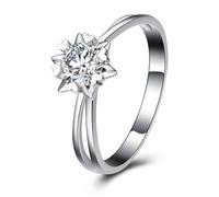 Tolldek Anello solitario in oro bianco 750 18 carati, fedi nuziali con laboratorio, taglio rotondo a forma di cuore, anelli dell'amicizia Au750 oro, misura 49-70, Oro bianco 18 carati (750