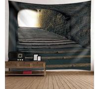 Tolldek Arazzo da parete grigio, 200 x 200 cm, paesaggio naturale, arazzo, scale, tunnel, arazzo da parete per soggiorno