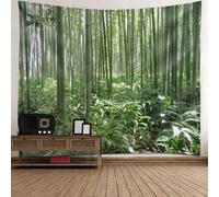 Tolldek Arazzo da parete in bambù giungla foresta, in poliestere, decorazione per la casa, per dormitorio, dormitorio, verde, 150 x 150 cm