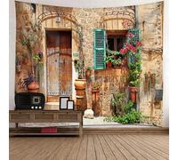 Tolldek Arazzo da parete marrone, 200 x 200 cm, paesaggio natura, architettura, stile europeo, arazzo da parete per soggiorno, camera da letto