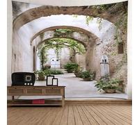 Tolldek Arazzo da parete marrone verde, 150 x 130 cm, paesaggio naturale, arazzo europeo, retrò, adatto per decorazione della stanza, decorazione da parete