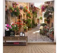 Tolldek Arazzo da parete multicolore 200 x 200 cm, naturale paesaggio europeo, per camera da letto