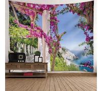 Tolldek Arazzo da parete multicolore 300 x 256 cm, naturale paesaggio, arazzo da parete per la spiaggia del mare e della città