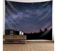 Tolldek Arazzo da parete naturale paesaggio, 150 x 150 cm, con cielo stellato, colore nero e grigio, decorazione per la casa, per il soggiorno
