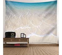 Tolldek Arazzo da parete naturale paesaggio 240 x 220 cm, spiaggia mare arazzo verde beige arazzo da parete per tovaglia camera da letto