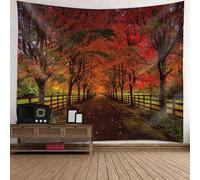 Tolldek Arazzo da parete paesaggio naturale arancione rosso marrone arazzo acero albero sentiero arazzo decorazioni per la casa accessori per camera da letto soggiorno camera dei bambini, 260 x 240 cm