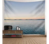 Tolldek Arazzo da parete paesaggio naturale grigio verde arazzo mare alba telo per tovaglia soggiorno camera da letto decorazione 210 x 140 cm