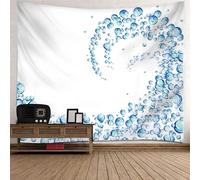 Tolldek Arazzo Natura Paesaggio 350 x 256 cm, Gocce d'Acqua Arazzo Bianco Blu Tela da Parete Decorazione Domestica per la Casa