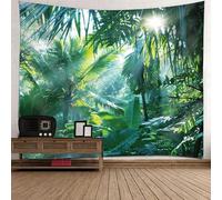 Tolldek Arazzo naturale paesaggio 150 x 150 cm, arazzo da parete con piante tropicali, verde, arazzo per soggiorno, cameretta dei bambini
