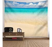 Tolldek Arazzo naturale paesaggio 240 x 220 cm, spiaggia mare telo da parete beige giallo verde arazzo per tovaglia soggiorno arredamento