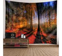 Tolldek Arazzo naturale paesaggio, nero, arancione, rosso, arazzo da parete nella giungla, foresta, decorazione per la casa, adatto per la decorazione della stanza, decorazione da parete, 210 x 140 cm