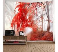 Tolldek Arazzo naturale paesaggio rosso marrone, telo da parete in acero albero sentieri arazzo, per soggiorno, camera da letto, decorazione da parete, 260 x 240 cm