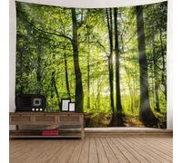 Tolldek Arazzo nero verde 150 x 130 cm, paesaggio natura arazzo albero giungla carta da parati da parete asciugamani da parete per la decorazione del soggiorno