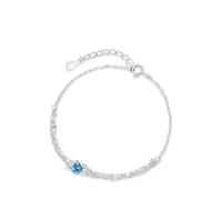 Tolldek Au 375/585/750 - Bracciale da donna in oro bianco, con doppio strato, con topazio blu, bracciale con laboratorio, in oro bianco 9K/14K/18K, 20+3CM, Oro bianco 9 carati (375), Topazio Topazio