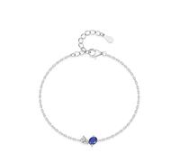 Tolldek Au 375/585/750 - Bracciale da donna in oro bianco con laboratorio, con zaffiro blu taglio ovale, in oro bianco 9 K/14 K/18 K, 17+5CM, Oro bianco 18 carati (750), Moissanite Laboratorio Creato