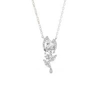 Tolldek Au 375/585/750 - Collana da donna in oro bianco delicato con ciondolo a forma di tulipano con moissanite taglio a goccia bianco, oro bianco 9K/14K/18K, collana da donna, 40+5, Oro bianco 18