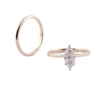 Tolldek Au 375/585/750 - Set di 2 fedi nuziali in oro giallo 9 K/14 K/18 K, anello solitario senza allergie, Oro 18 carati, Laboratorio Creato Diamante