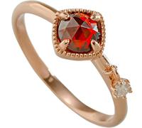 Tolldek Au750 - Anello da sposa in oro rosso rubino classico dell'amicizia, anello solitario in oro 18 carati, con diamanti veri, misura 47-65, Oro rosa 18 carati (750), Rubino Diamante