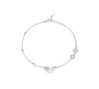 Tolldek Bianco Oro Au 375/585/750 Bracciale Donne Cuore Bracciali Signore con Laboratorio Creato Diamante Vero Oro Gioielli In Oro Bianco 9K/14K/18K, 16+5CM, Oro bianco 14 carati (585), Laboratorio