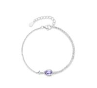 Tolldek Bracciale Au 375/585/750 in oro bianco, classico, con ametista viola, taglio a goccia, vero e proprio braccialetto con diamanti bianco oro 9 K/14 K/18 carati, 20+3CM, Oro bianco 9 carati (375