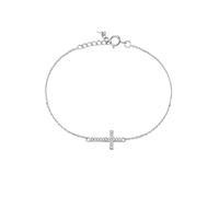Tolldek Bracciale da donna 9 K/14 K/18 K, in oro bianco da 0,07 carati, con diamanti crocifissi, taglio rotondo, Au 750/585/375, in vero oro, Oro bianco 18 carati (750), Laboratorio Creato Diamante