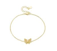 Tolldek Bracciale da donna in oro 18 K Au750, con farfalla, con diamanti, 950 Platinum, 17+5CM, Oro giallo 14 carati (585), Diamante