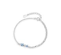 Tolldek Bracciale da donna in oro bianco 18 carati Au750, con 3 bracciali da donna con topazio blu, con moissanite oro 18 carati, 20 + 3 cm